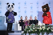 Evelina Tandalova, Karina Bogdanova, Agniia Kraeva and Daria Sheyanova after the performance