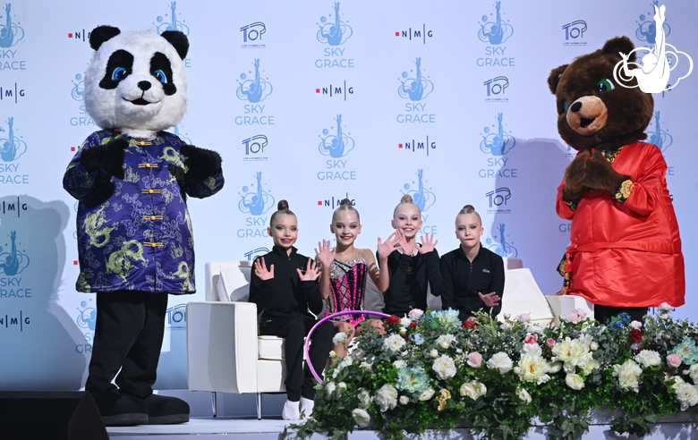 Evelina Tandalova, Karina Bogdanova, Agniia Kraeva and Daria Sheyanova after the performance