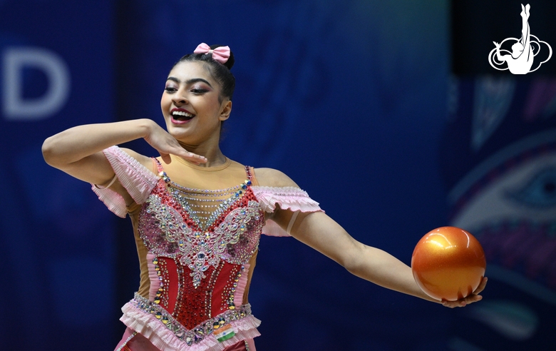Kimaya Karle during an exercise with ball