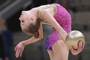 Gymnast during an exercise with a ball