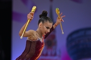 Anastasia Vlasenko during an exercise with clubs