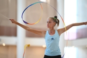 Gymnast from the Khanty-Mansiysk Autonomous Okrug during an exercise with a ribbon