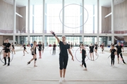 Arina Averina with gymnasts during the master class at the Academy