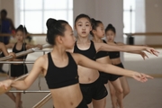 Gymnasts from China practicing choreography