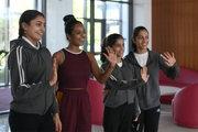 Gymnasts Kimaya Karle, Aryaa and Avani Nitesh Kadam during their training at the Academy