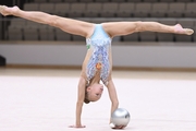 Kristina Voitenko during an exercise with a ball during a control training session