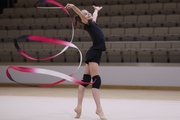 Eva Chugunova during an exercise with a ribbon