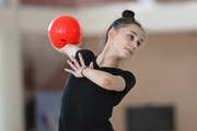 Mariia Borisova during an exercise with a ball during preparation training for the BRICS Games