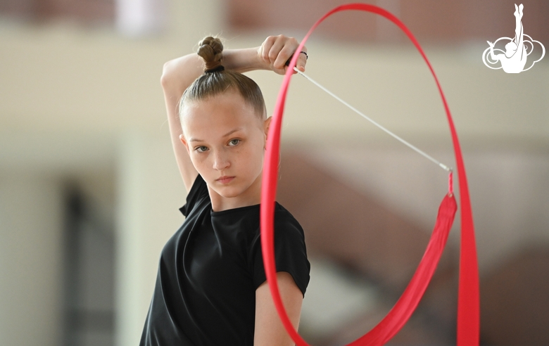 Gymnast from Belgorod  during an exercise with a ribbon