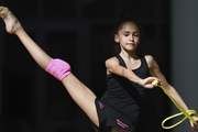 Valeria Medvedeva during an exercise with a jump rope