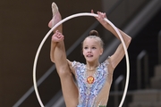 Kristina Voitenko  during an exercise with a hoop at the control training session