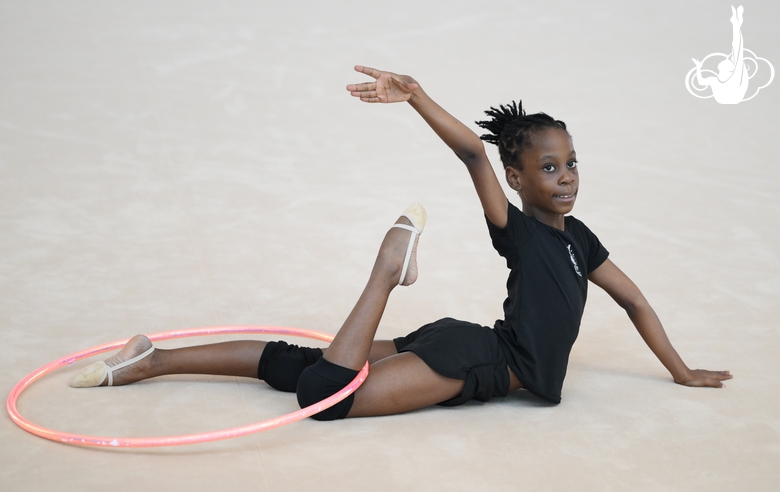 Gymnast Nkenko Sita Davina Chanselvi from the Republic of Congo during the hoop exercise