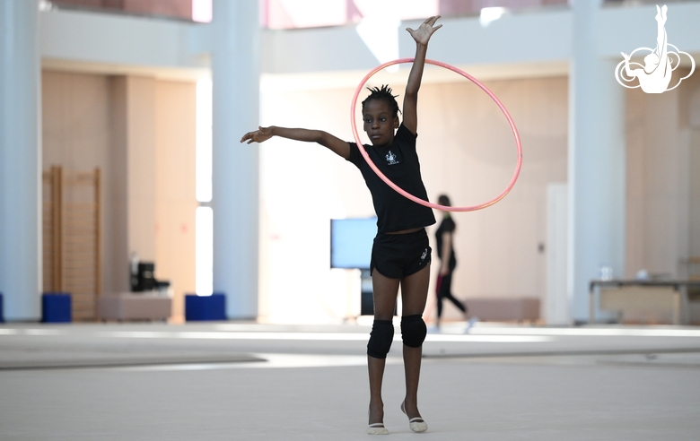 Gymnast Nkenko Sita Davina Chanselvi from the Republic of Congo during the hoop exercise