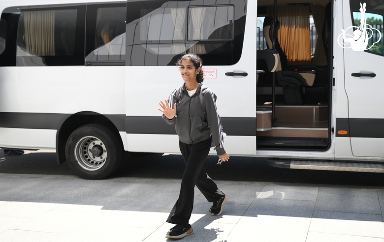 Gymnast Avani Nitesh Kadam during her visit to the Academy