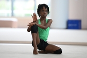 Gymnast Nkenko Sita Davina Chanselvi from the Republic of Congo during the exercise