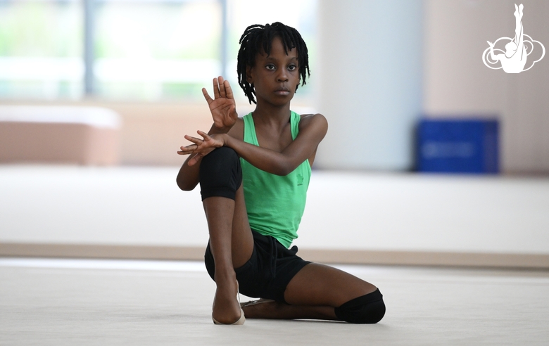 Gymnast Nkenko Sita Davina Chanselvi from the Republic of Congo during the exercise