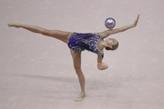 Maria Pobedushkina (Russia) doing an exercise with a ball