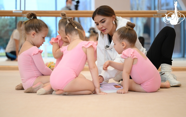 February 5, 2026. Olympic champion Alina Kabaeva during a class of gymnasts from the free early development groups