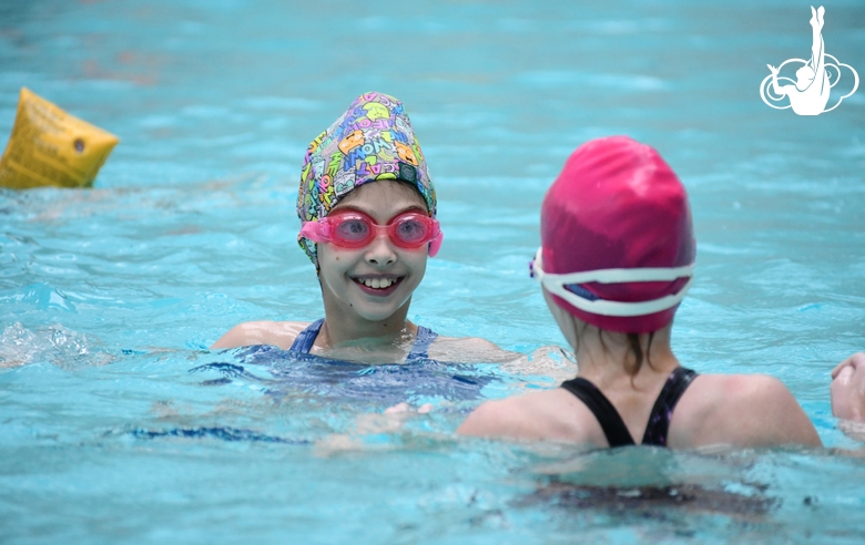 Gymnasts in the Academy pool