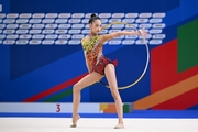 Gymnast during an exercise with a hoop