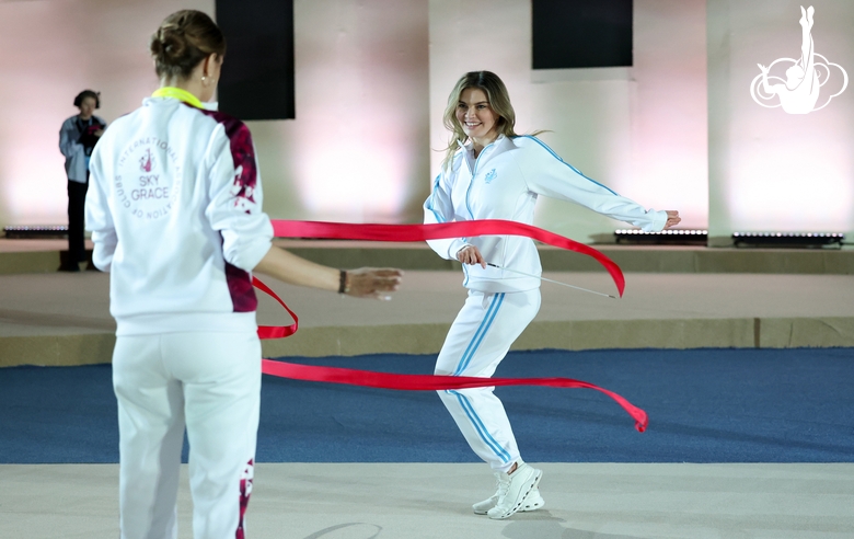 Olympic champion Alina Kabaeva during the international Sky Grace Cup tournament the gala-concert rehearsal in Doha