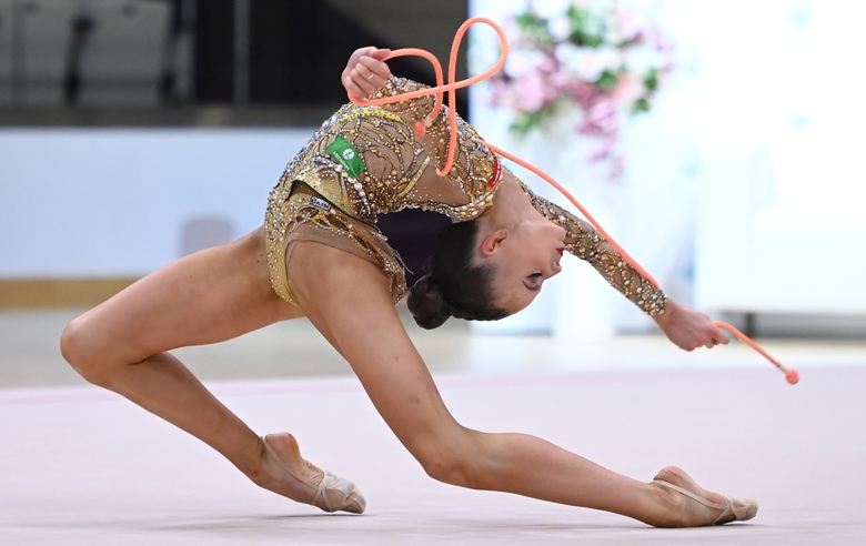 Anastasia Vlasenko during an exercise with a jump rope