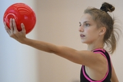 Jimena Dominguez during an exercise with the ball