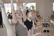 Gymnasts during a master-class in choreography hall