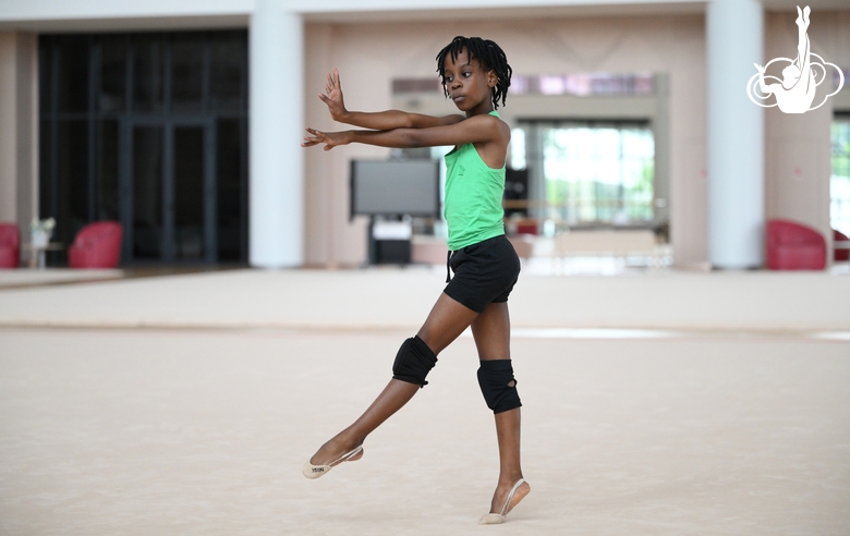 Gymnast Nkenko Sita Davina Chanselvi from the Republic of Congo during the exercise