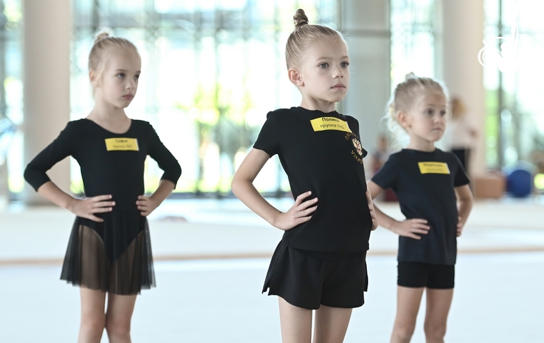 Young gymnasts during a lesson