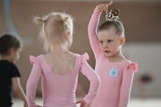 Young gymnasts during training