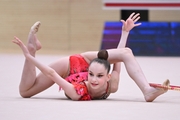 Gymnast during an exercise with a hoop