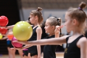 Gymnasts during object training class