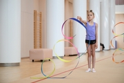 A gymnast during practice at the training camp in the Academy