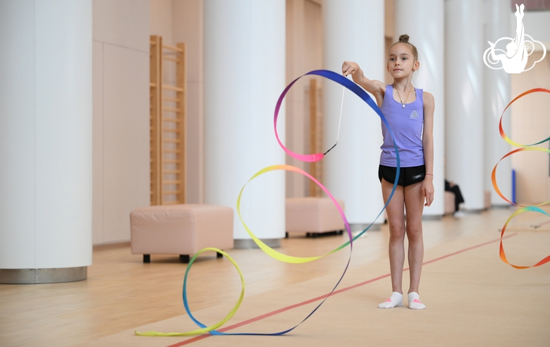 A gymnast during practice at the training camp in the Academy