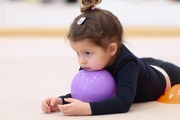 Young gymnasts during training