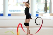 Ksenia Savinova during an exercise with a ribbon