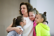 Senior coach of the Russian national team Marina Govorova and gymnasts Sofia Ilteryakova, Eva Chevtaeva and Alisa Stamat during the recovery camp at the Academy
