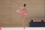 Valeria Medvedeva during the hoop exercise at the assessment training session