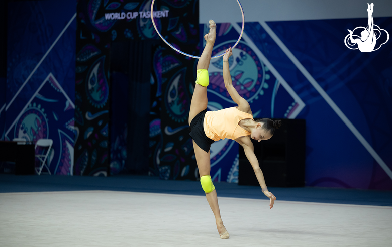 Mariia Borisova during the podium training