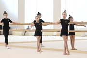 Karolina Tarasova, Ksenia Savinova and Elvira Belyaeva at the barre