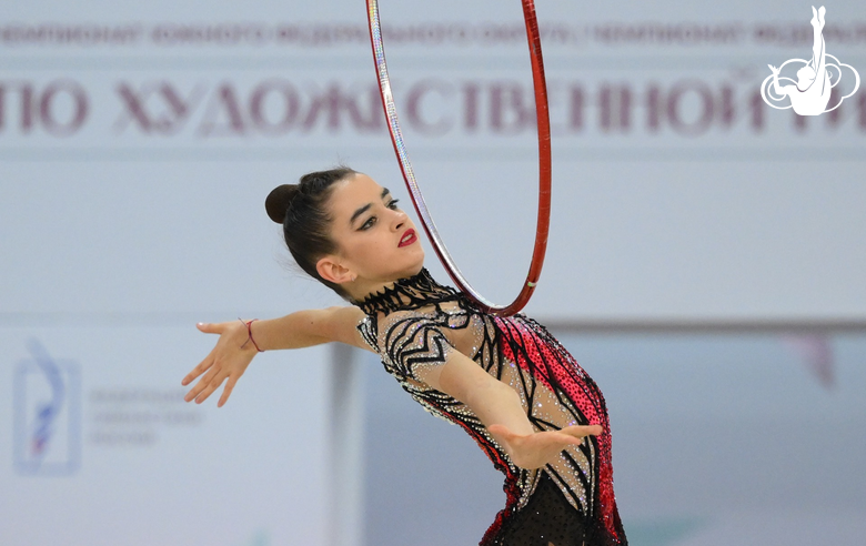 Anna Vakulenko during hoop exercise