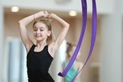 Gymnast during an exercise with a ribbon