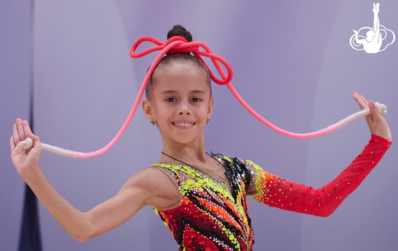 Sabina Samatova during an exercise with a jump rope during a control training session