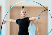 Miroslava Monina during an exercise with a ribbon