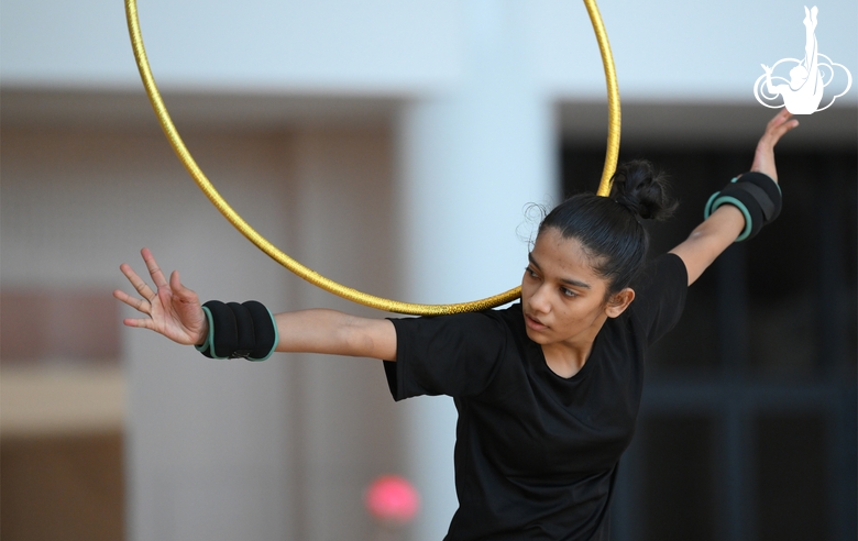Gymnast Aryaa Nitesh Kadam during training at the Academy