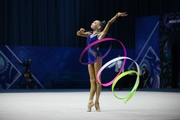 Eva Kononova after an exercise with ribbon