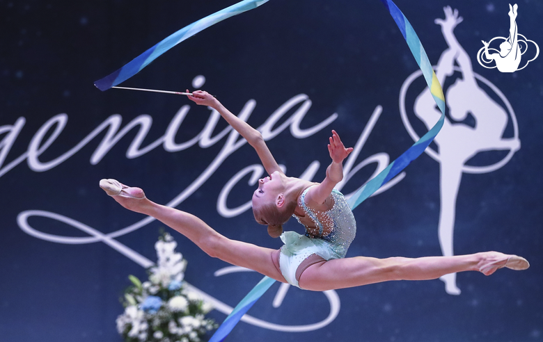 Varvara Baranova (Russia) in the exercise with a ribbon at the EVGENIYA CUP tournament