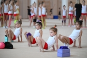 Young gymnasts during the training session