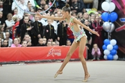 Gymnast during an exercise with a hoop